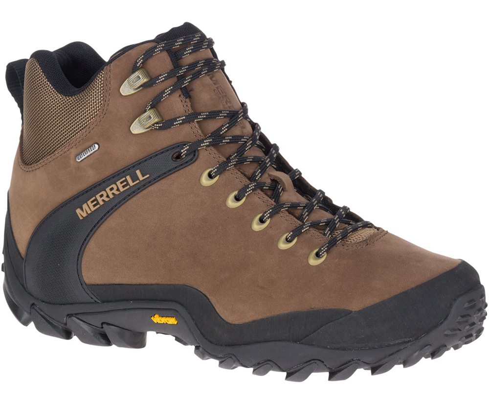 Merrell Vandrestøvler Herre - Chameleon 8 Læder Mid Waterproof - Brune/Sort - EKS071864